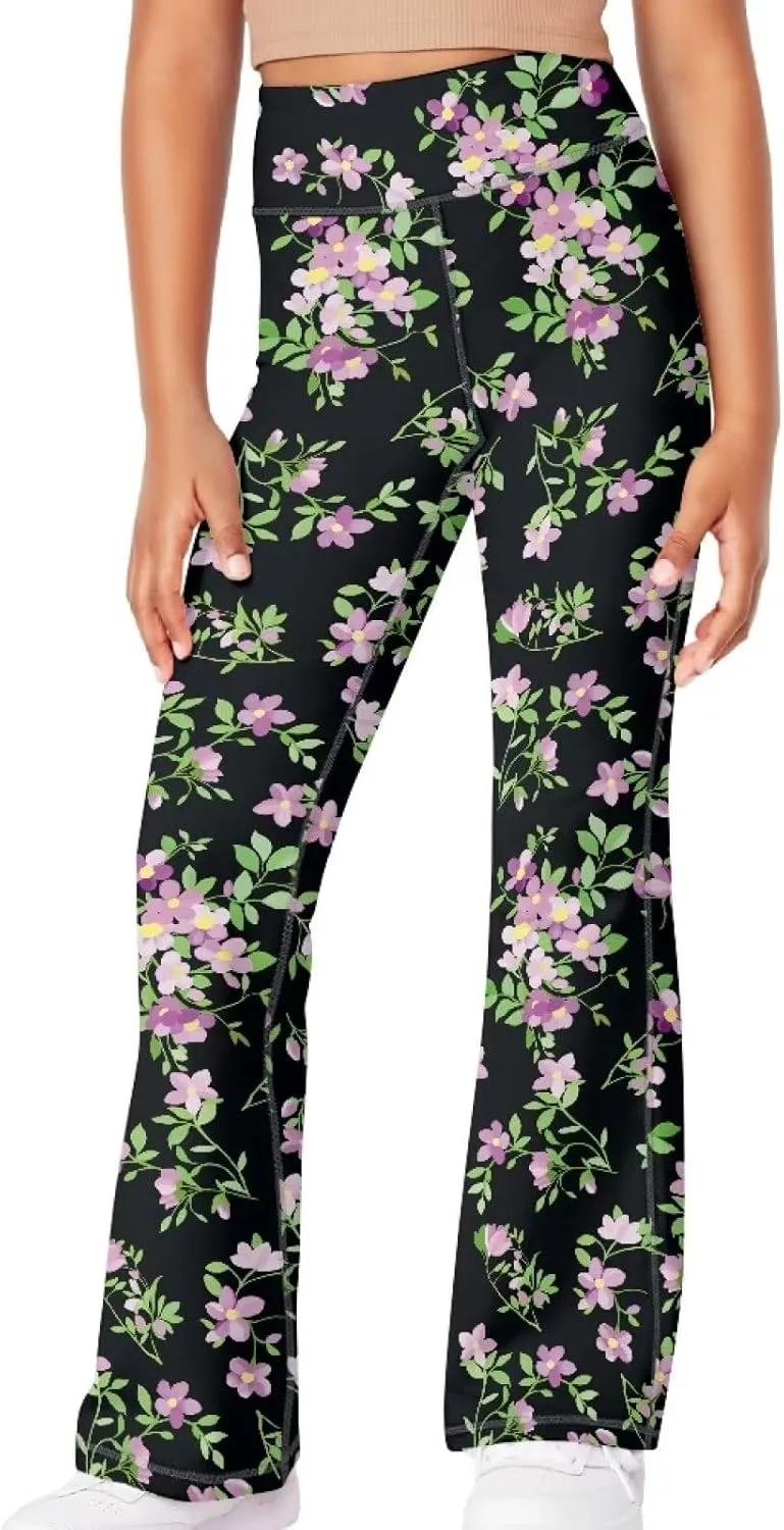 Girls Leggings Size 5-14 Bell Bottom Yoga Pants High Waist Summer Girls' Pants for Dance Elastic Leggings Pants