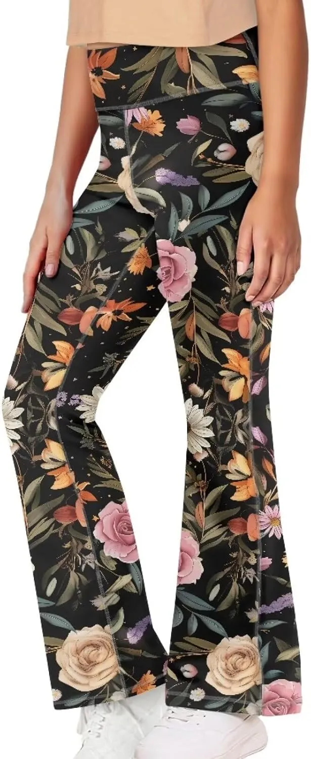 Girls Leggings Size 5-14 Bell Bottom Yoga Pants High Waist Summer Girls' Pants for Dance Elastic Leggings Pants