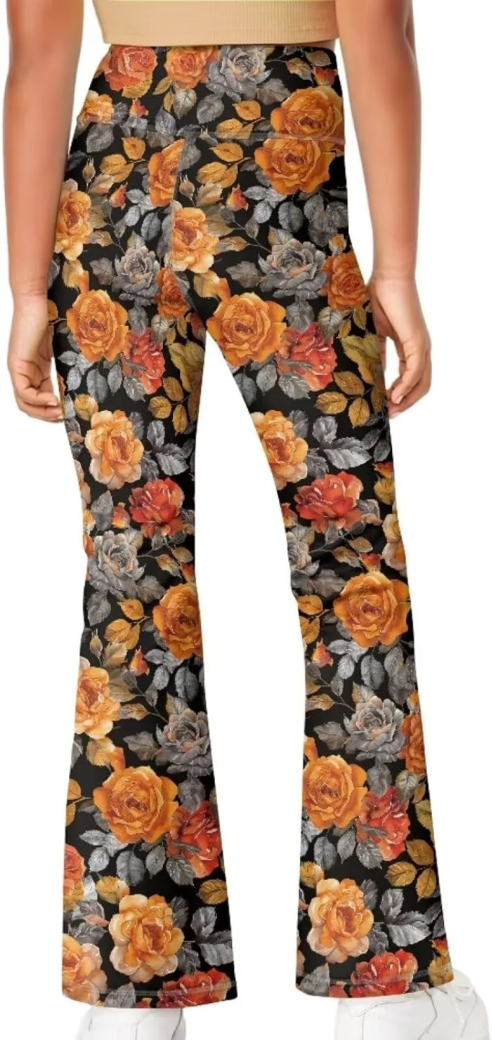 Girls Leggings Size 5-14 Bell Bottom Yoga Pants High Waist Summer Girls' Pants for Dance Elastic Leggings Pants
