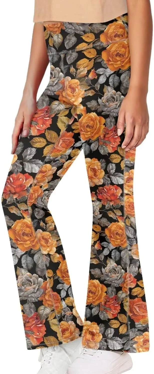Girls Leggings Size 5-14 Bell Bottom Yoga Pants High Waist Summer Girls' Pants for Dance Elastic Leggings Pants