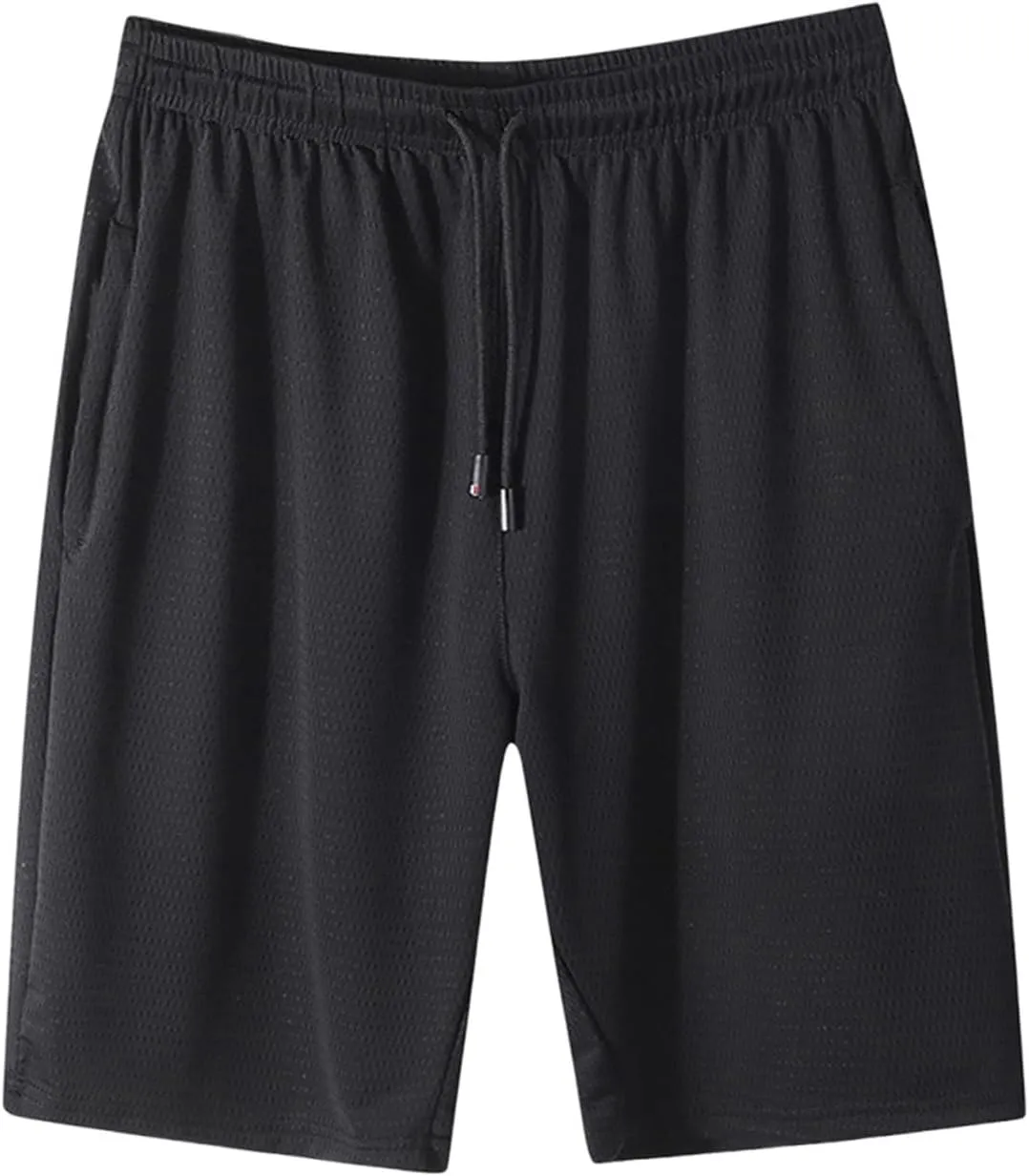 Gym Shorts Men Quick Dry Mesh Shorts Breathable Elasticated Waist Half Pants Plus Size Workout Sport Athletic Jogger