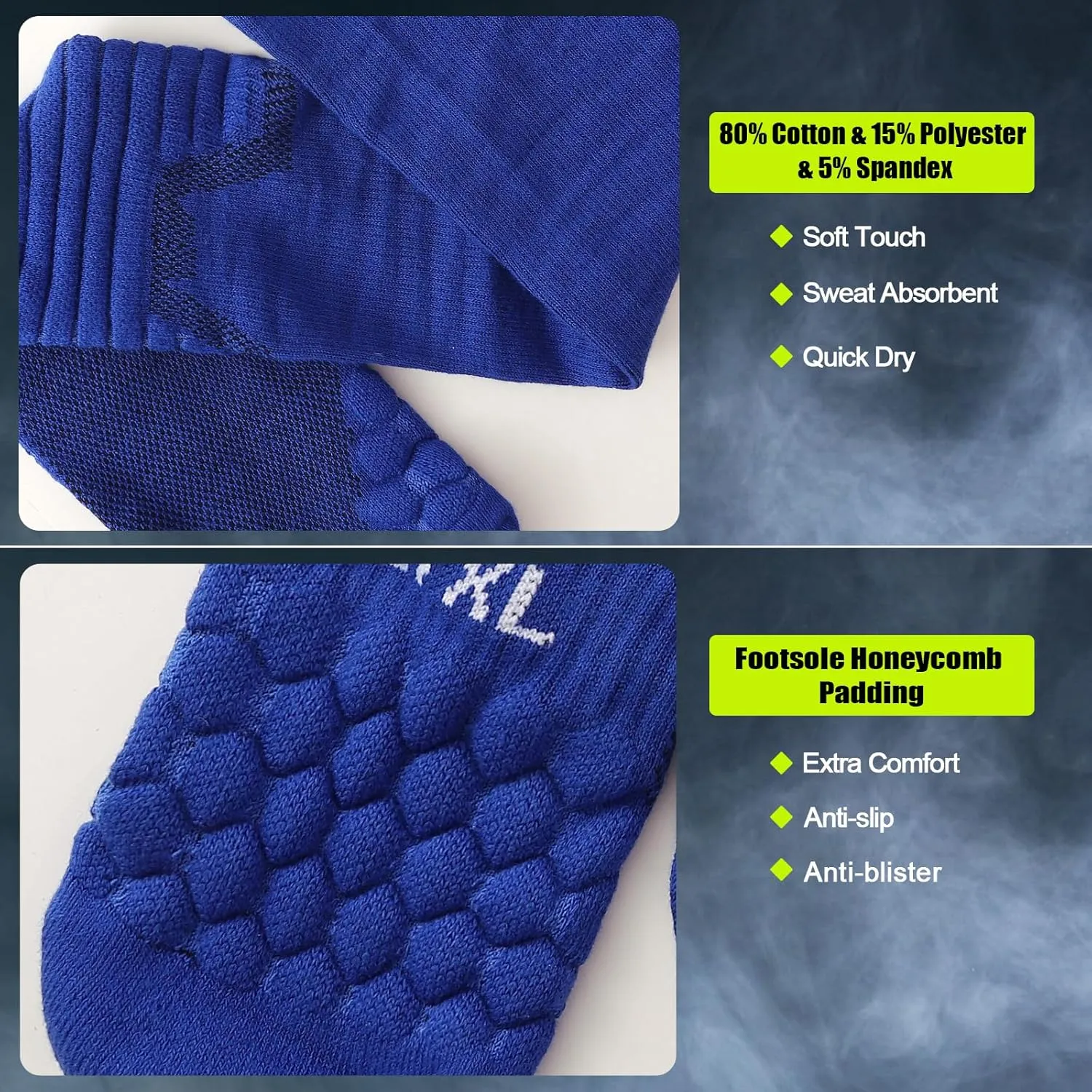 Hotfiary Scrunch Socks Football 2 Pairs Extra Long Padded Mens Youth Boys Soccer Socks Athletic Team Sports Baseball Socks