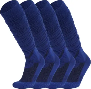 Hotfiary Scrunch Socks Football 2 Pairs Extra Long Padded Mens Youth Boys Soccer Socks Athletic Team Sports Baseball Socks