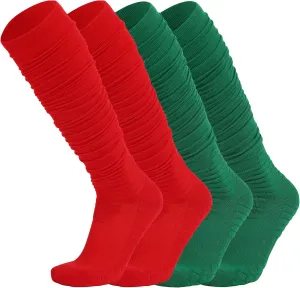 Hotfiary Scrunch Socks Football 2 Pairs Extra Long Padded Mens Youth Boys Soccer Socks Athletic Team Sports Baseball Socks