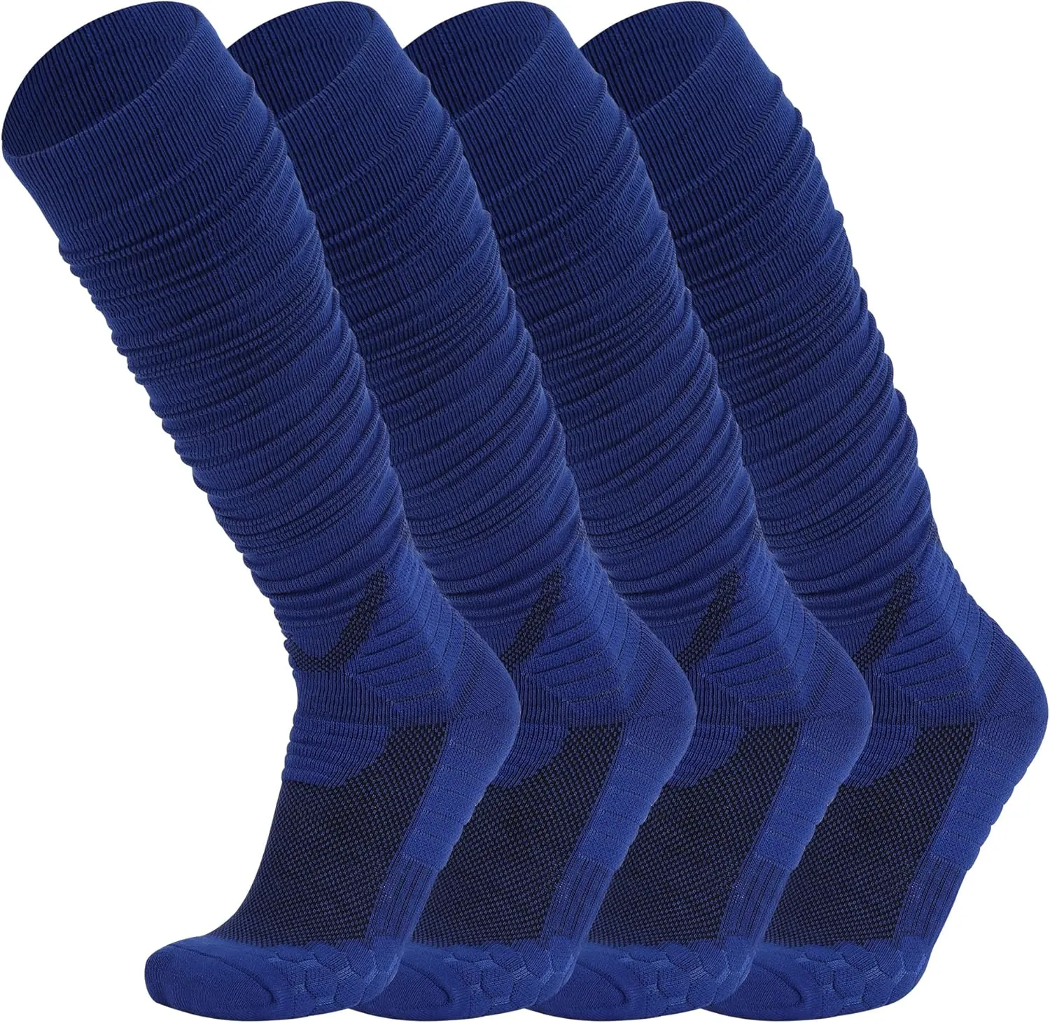 Hotfiary Scrunch Socks Football 2 Pairs Extra Long Padded Mens Youth Boys Soccer Socks Athletic Team Sports Baseball Socks