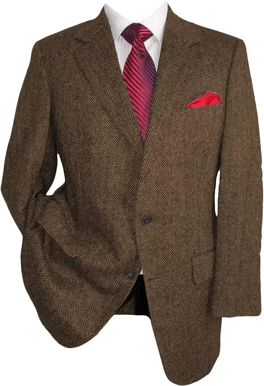 HUUTOE Slim Fit Suits Brown Jacket Men Casual Blazer 2 Button XXL