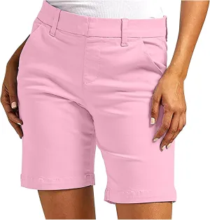 Hvyesh Jorts Women, Y2k, Stretchy, Ladies Twill Shorts High Waisted Bermuda Shorts Casual Summer Dressy, 7 Inch Inseam