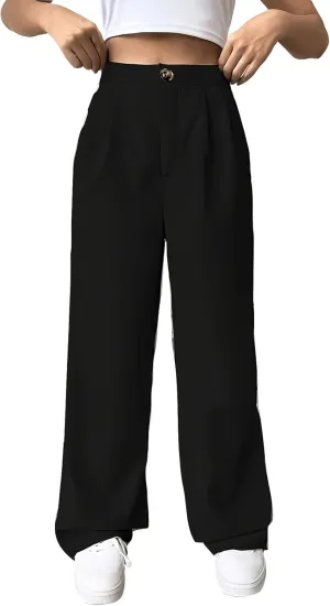 JOAU Womens Casual Business Work Palazzo Pants High Waist Pleated Dress Pants Wide Leg Straight Trousers 2024 Fall Fashion