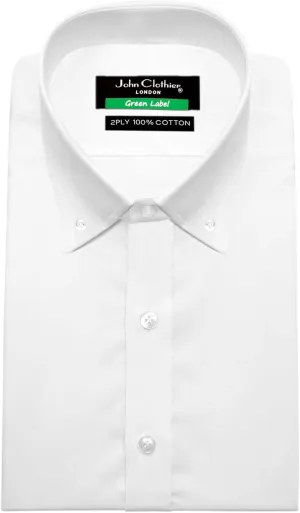 John Clothier Men’s White Dress Shirt – 100% Cotton, Long Sleeve, Button Down, Formal Business Casual for Office & Events