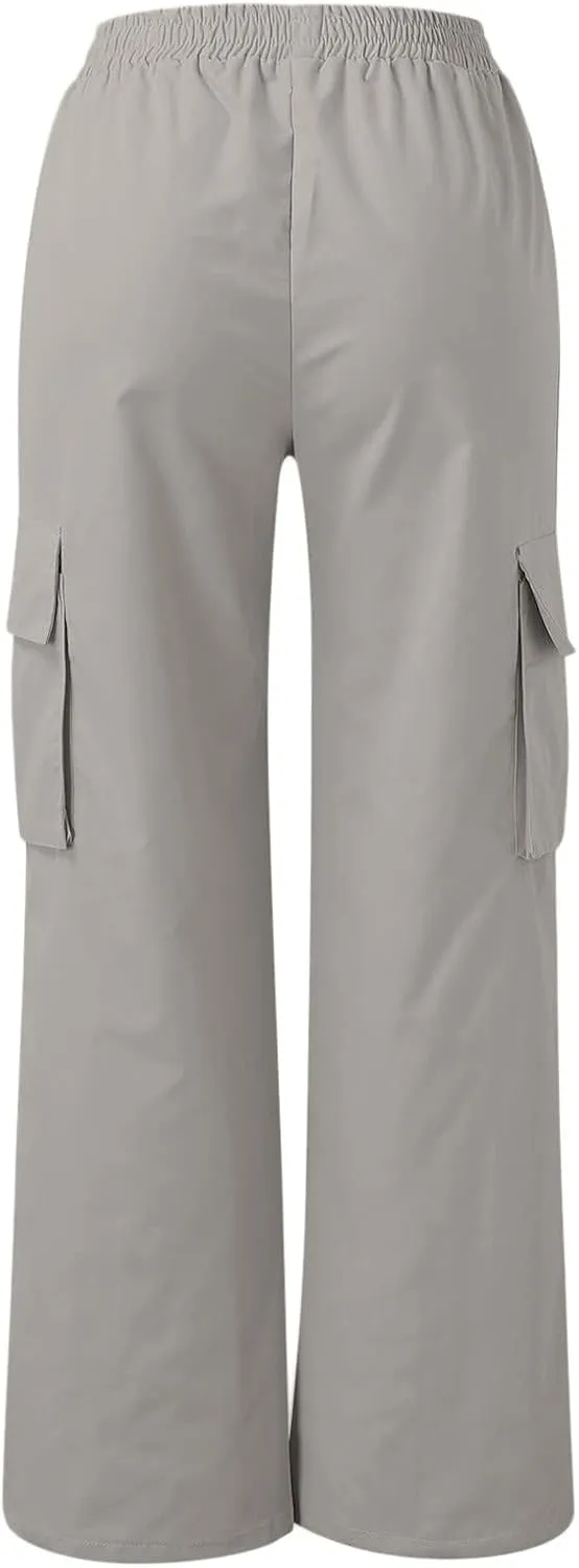 Kubbon Women's Cargo Pants Baggy Loose High Waisted Straight Sweatpants Plus Size Wide Leg Trousers Lightweight Y2K Pants