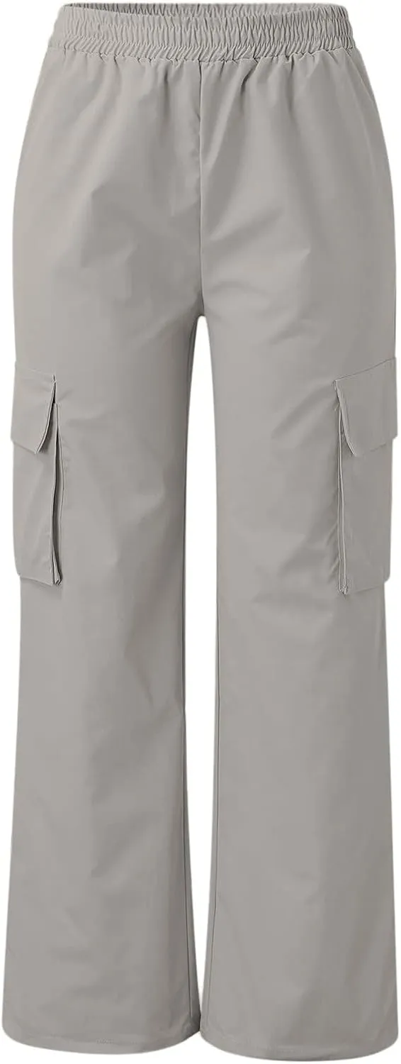 Kubbon Women's Cargo Pants Baggy Loose High Waisted Straight Sweatpants Plus Size Wide Leg Trousers Lightweight Y2K Pants