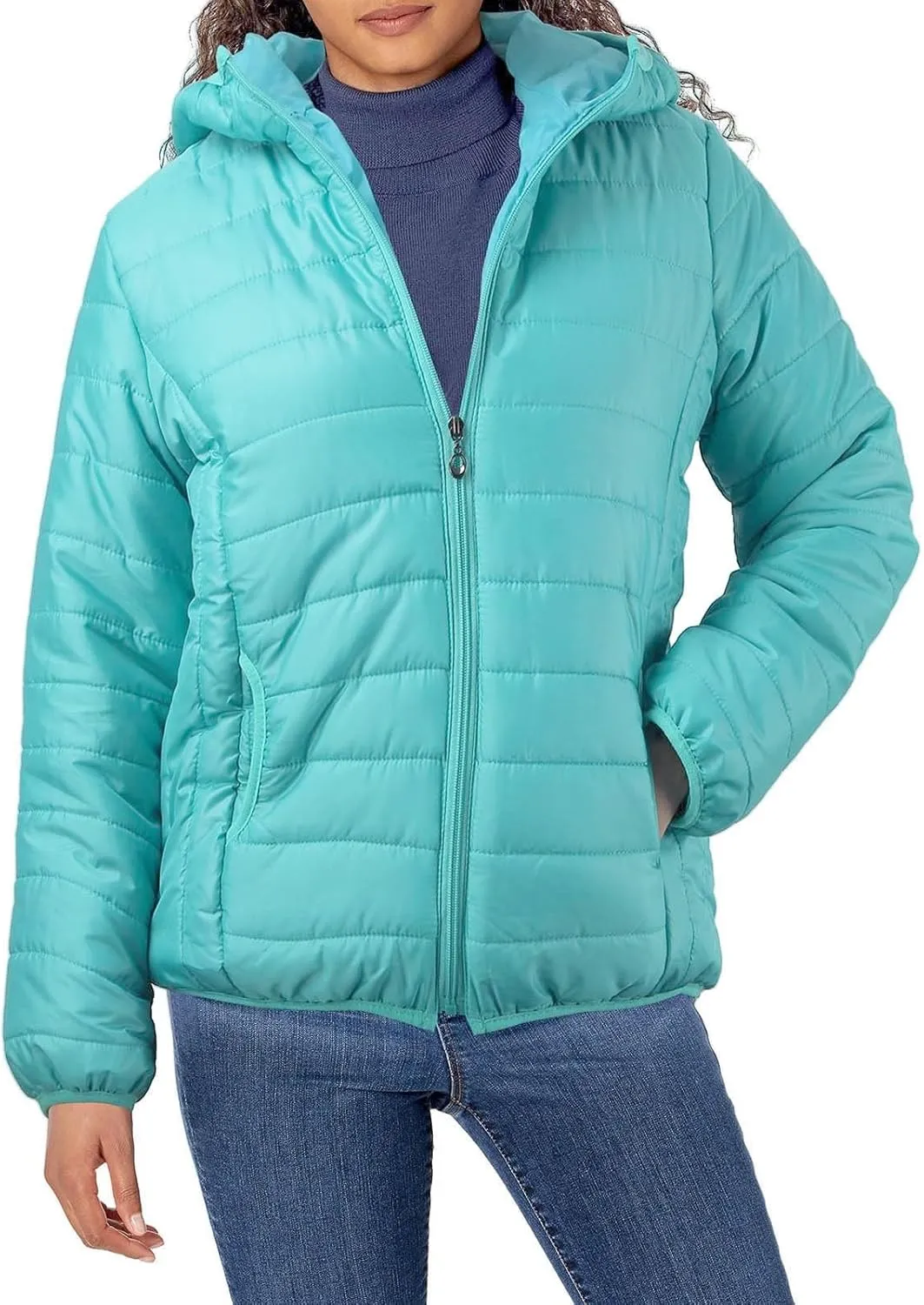 Kubbon Women's Down Coat Lightweight Hooded Puffer Jacket Cozy Warm Zip Up Long Sleeve Quilted Coat Outwear with Pockets