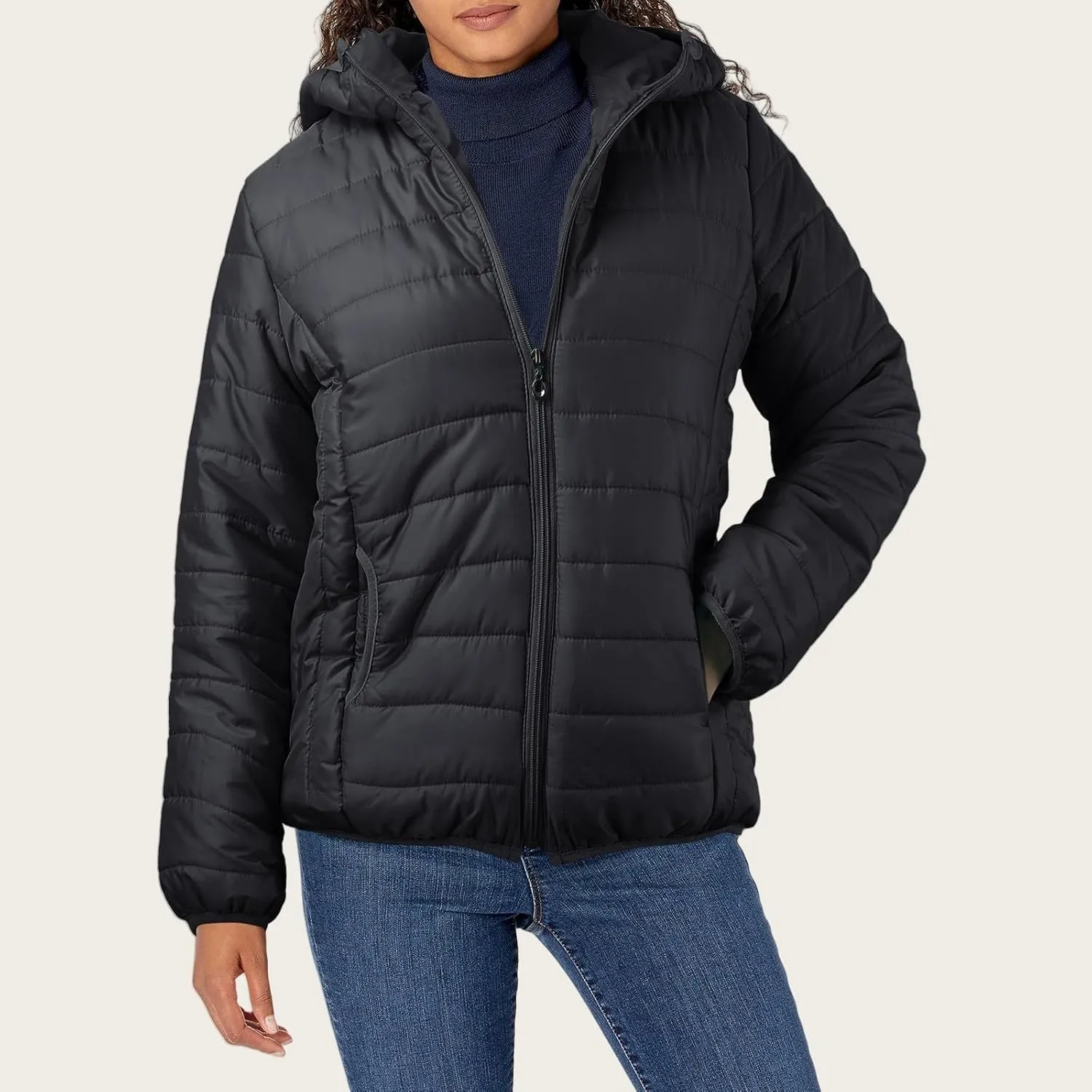 Kubbon Women's Down Coat Lightweight Hooded Puffer Jacket Cozy Warm Zip Up Long Sleeve Quilted Coat Outwear with Pockets
