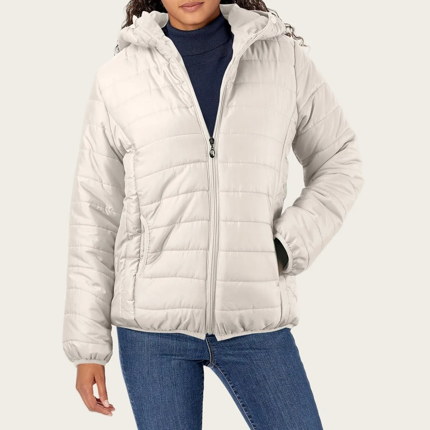 Kubbon Women's Down Coat Lightweight Hooded Puffer Jacket Cozy Warm Zip Up Long Sleeve Quilted Coat Outwear with Pockets