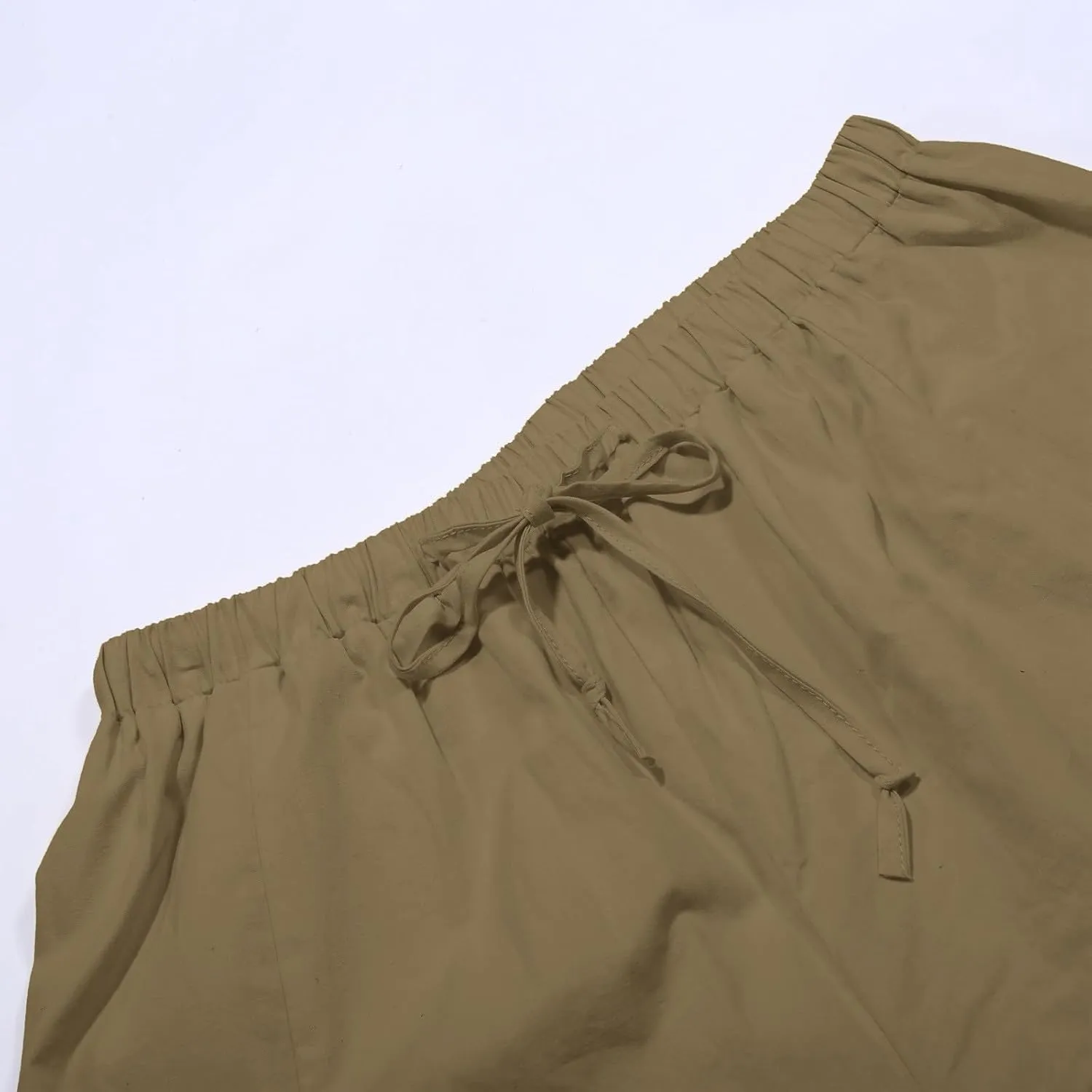 Lastesso Women's Pants Casual Wide Leg Baggy Trousers with Pockets Comfy Cotton Drawstring Travel Vacation Lounge Capris
