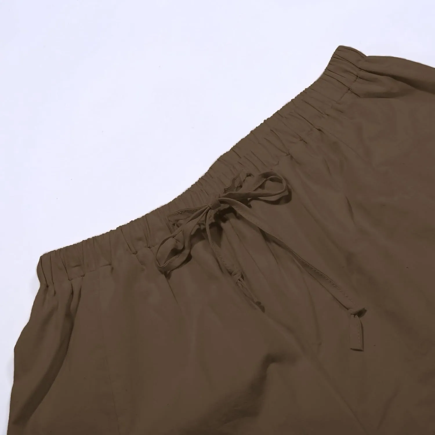 Lastesso Women's Pants Casual Wide Leg Baggy Trousers with Pockets Comfy Cotton Drawstring Travel Vacation Lounge Capris