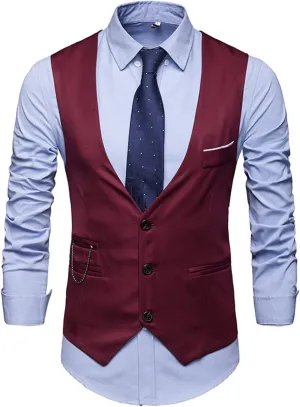 LCMTWX Mens Vests Dress V Neck Pocket Retro Color Vest Blouse With Button Hunting Clothes For Men Suits Season 9