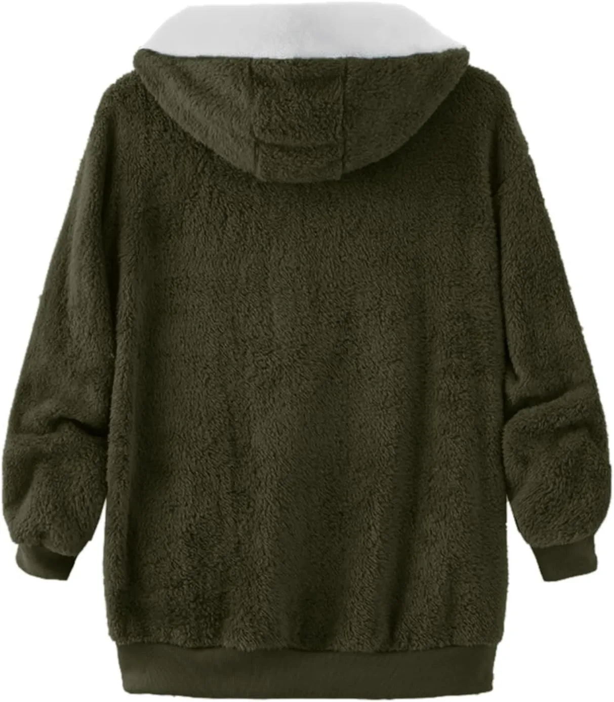 LCMTWX Womens 2023 Winter Fuzzy Fleece Jacket Artificial Wool Zipper Drawstring Solid Oversized Fuzzy Fleece Fluffy De Para