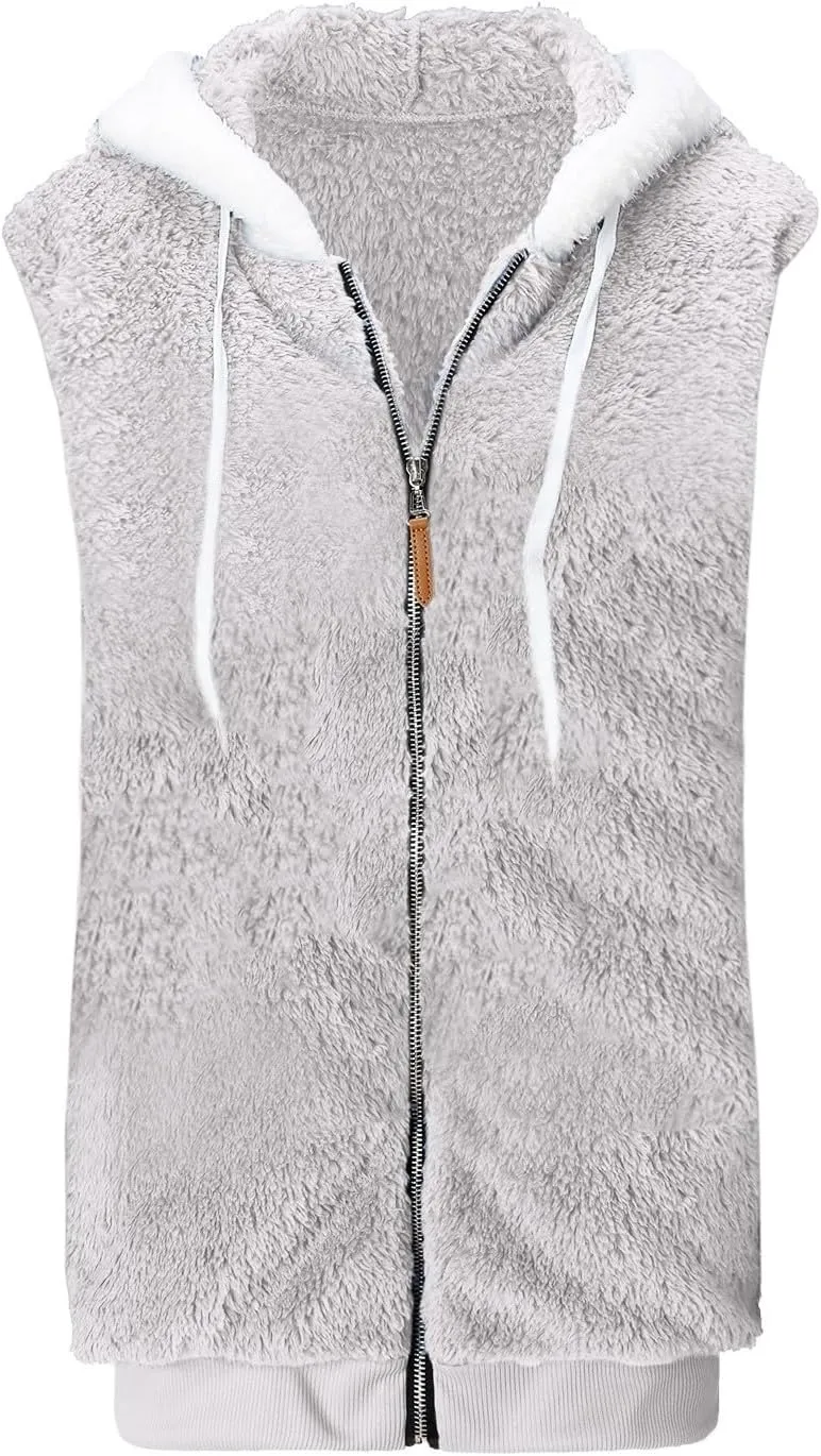 LCMTWX Womens 2023 Winter Fuzzy Fleece Jacket Pocket Zipper Coat Solid Oversized Fuzzy Fleece Fluffy Faux Fur