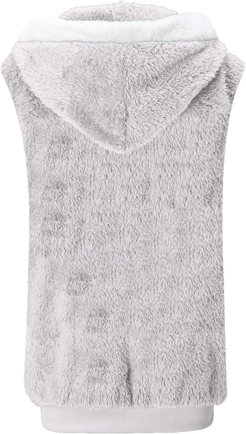 LCMTWX Womens 2023 Winter Fuzzy Fleece Jacket Pocket Zipper Coat Solid Oversized Fuzzy Fleece Fluffy Faux Fur