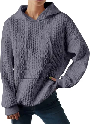 LCMTWX Womens 2023 Winter Fuzzy Fleece Jacket Solid Hooded Thickened Jacquard Long Sleeve Solid Oversized Fuzzy Fleece Fall