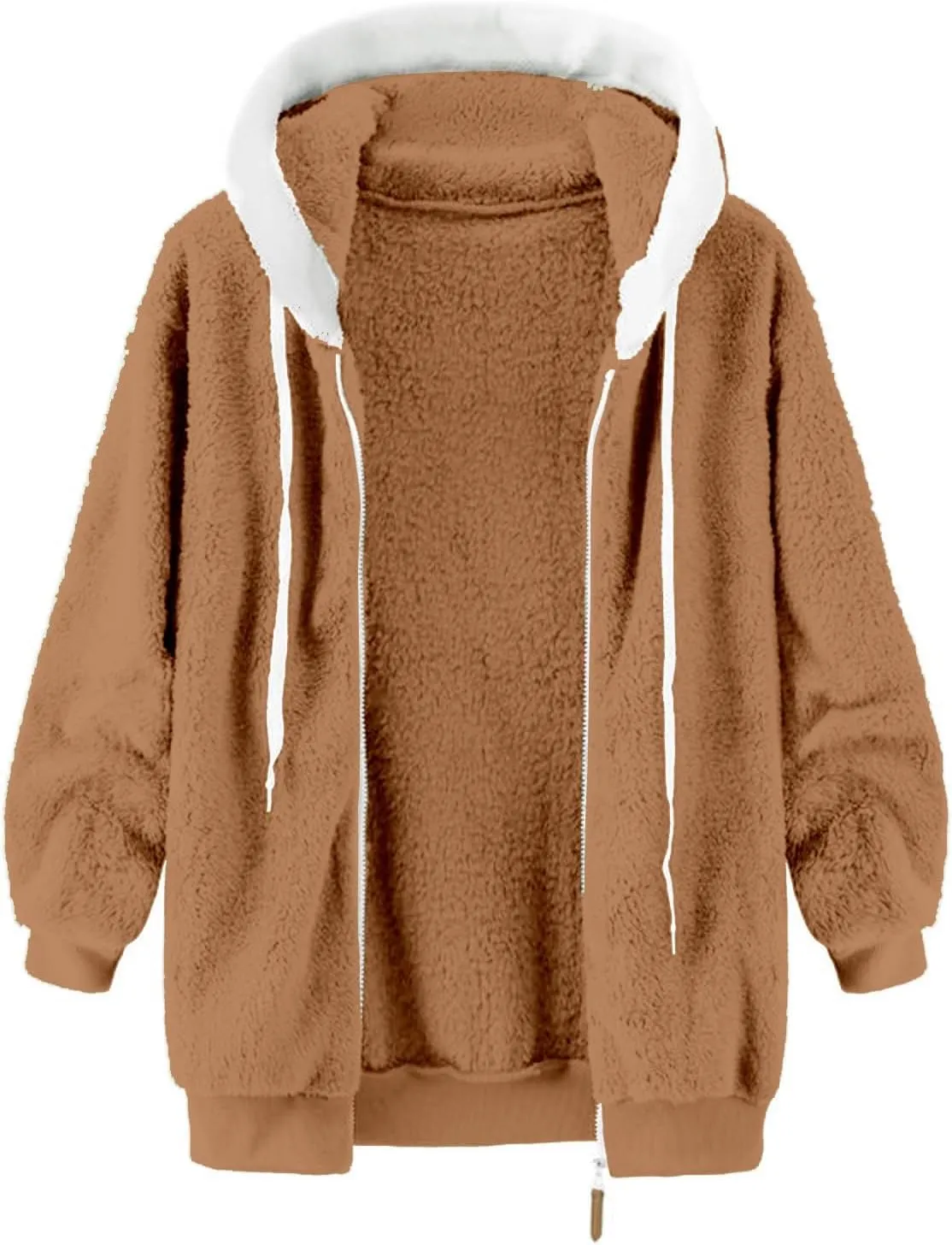 LCMTWX Women's Coats Basic Long Jacket Coat Trendy Color Block Winter Drawstring Hoodie Snow Coat Shaggy Warm Winter Fleece