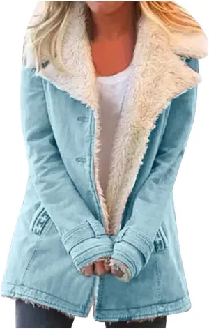 LCMTWX Womens Fuzzy Fleece Jacket Printed Lapel Single-Breasted Long Sleeve Plus Size Outwear Coat Outerwear with Pockets