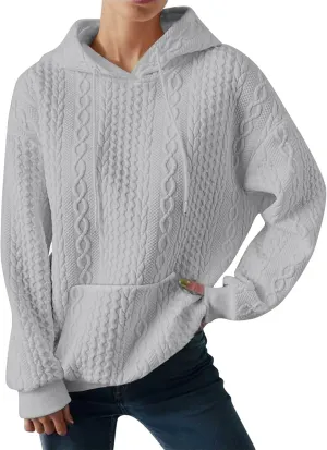 LCMTWX Womens Winter Fuzzy Fleece Jacket New Solid Hooded Thickened Jacquard Long Sleeve Sweater Coat Top Hooded Coats