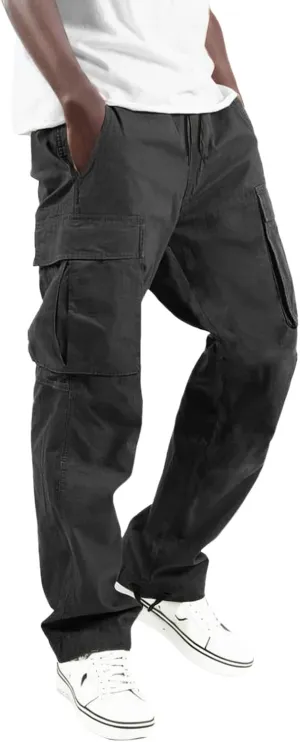 Linen Pants for Men Casual Lightweight Loose Fit Drawstring Waist Wide Leg Breathable Summer Beach Pants