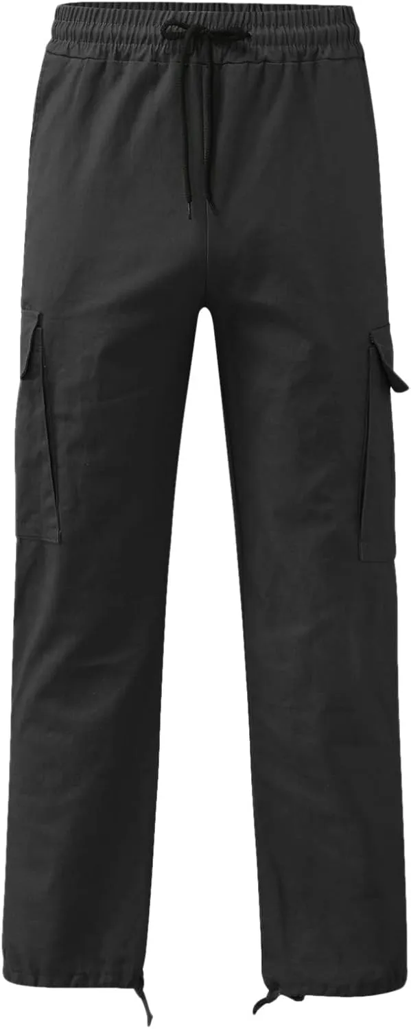 Linen Pants for Men Casual Lightweight Loose Fit Drawstring Waist Wide Leg Breathable Summer Beach Pants