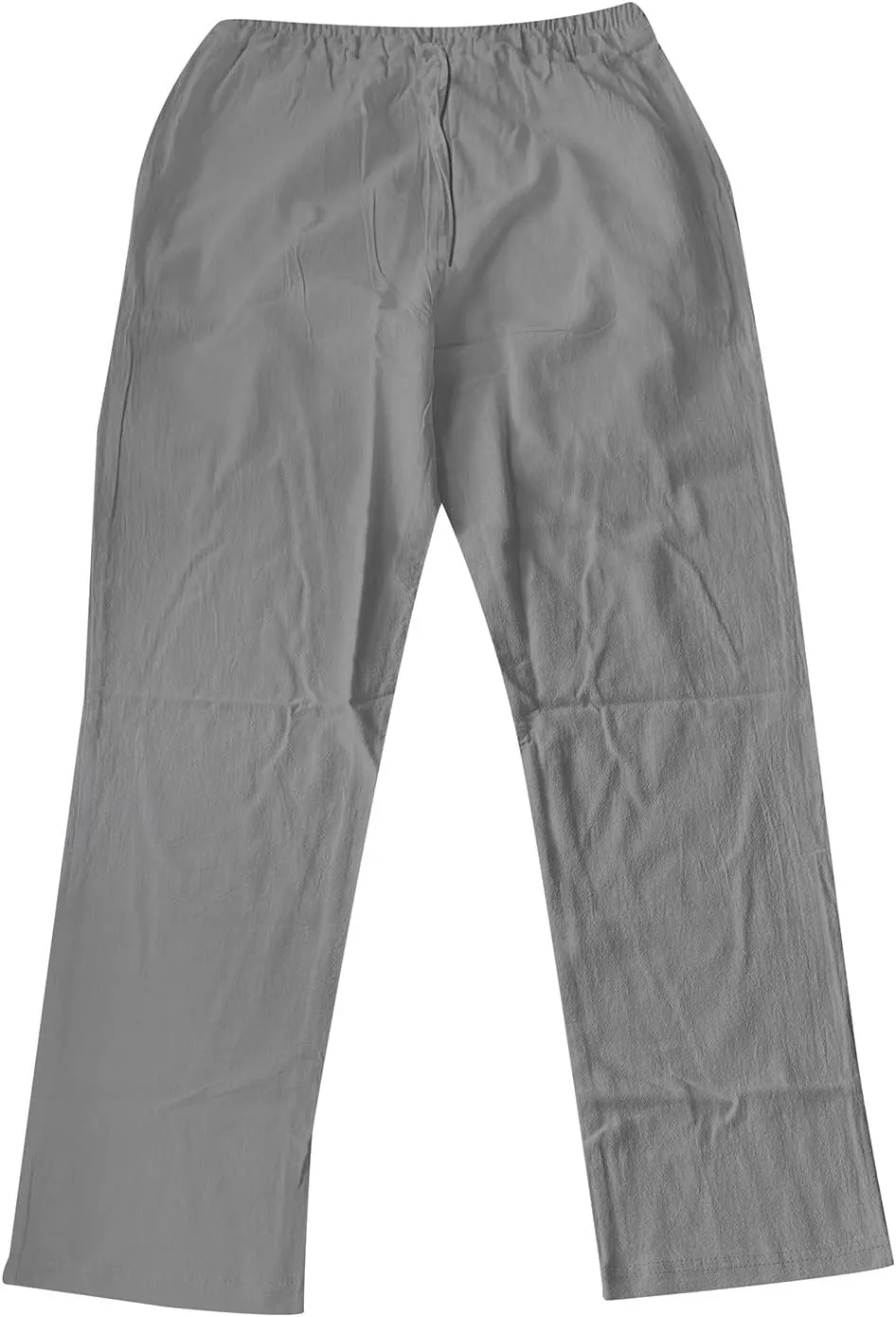 Linen Pants for Men Casual Relaxed Fit Lightweight Wide Leg Elastic Waist Breathable Pants Baggy Joggers