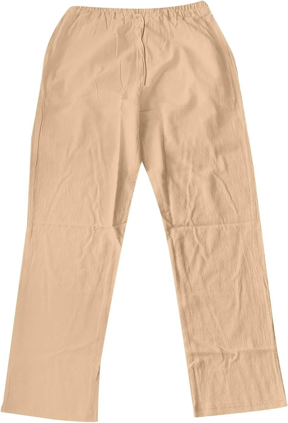 Linen Pants for Men Casual Relaxed Fit Lightweight Wide Leg Elastic Waist Breathable Pants Baggy Joggers