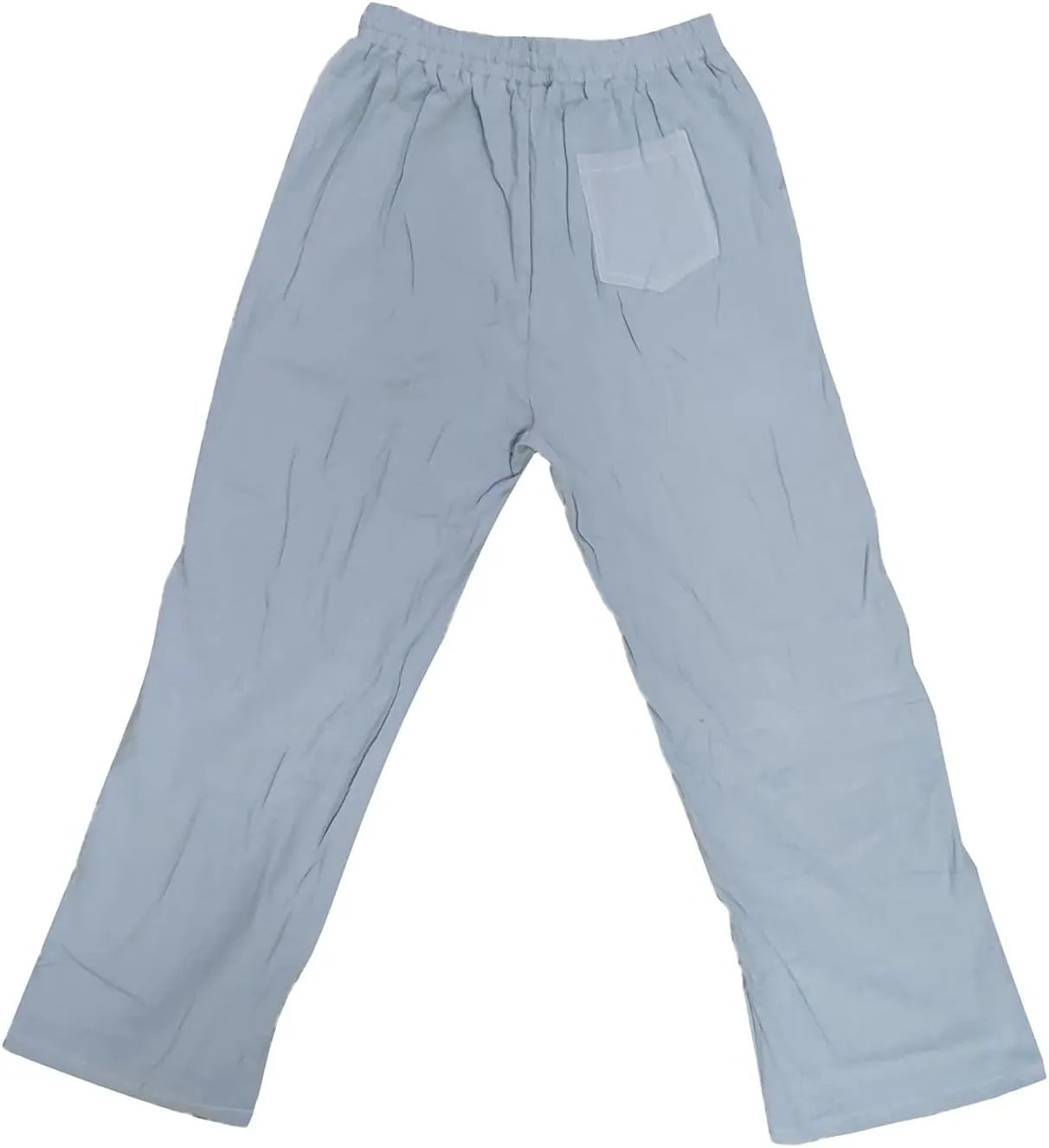 Linen Pants for Men Casual Relaxed Fit Lightweight Wide Leg Elastic Waist Breathable Pants Baggy Joggers