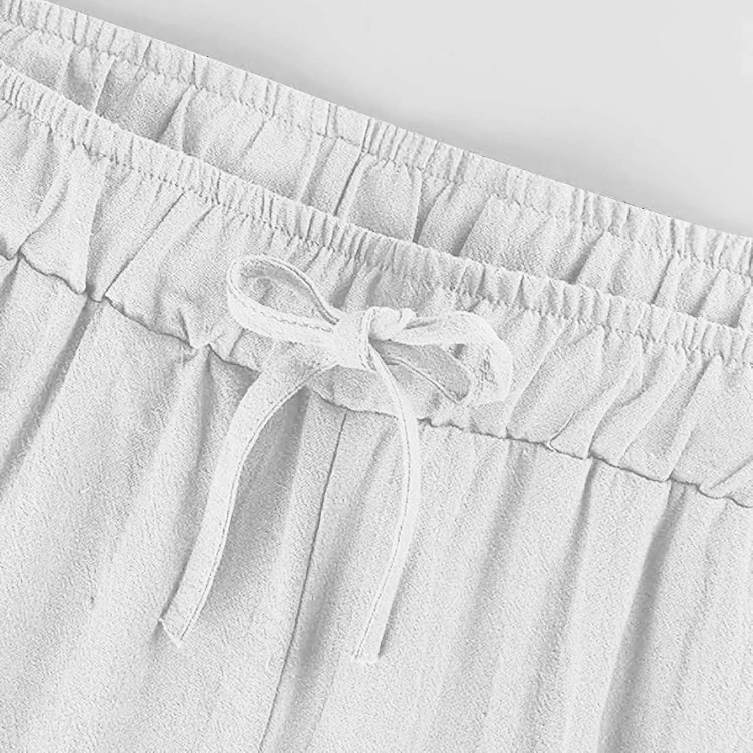 Linen Pants for Women Summer Wide Leg Casual Beach Trousers High Waisted Drawstring Palazzo Lounge Pants with Pockets