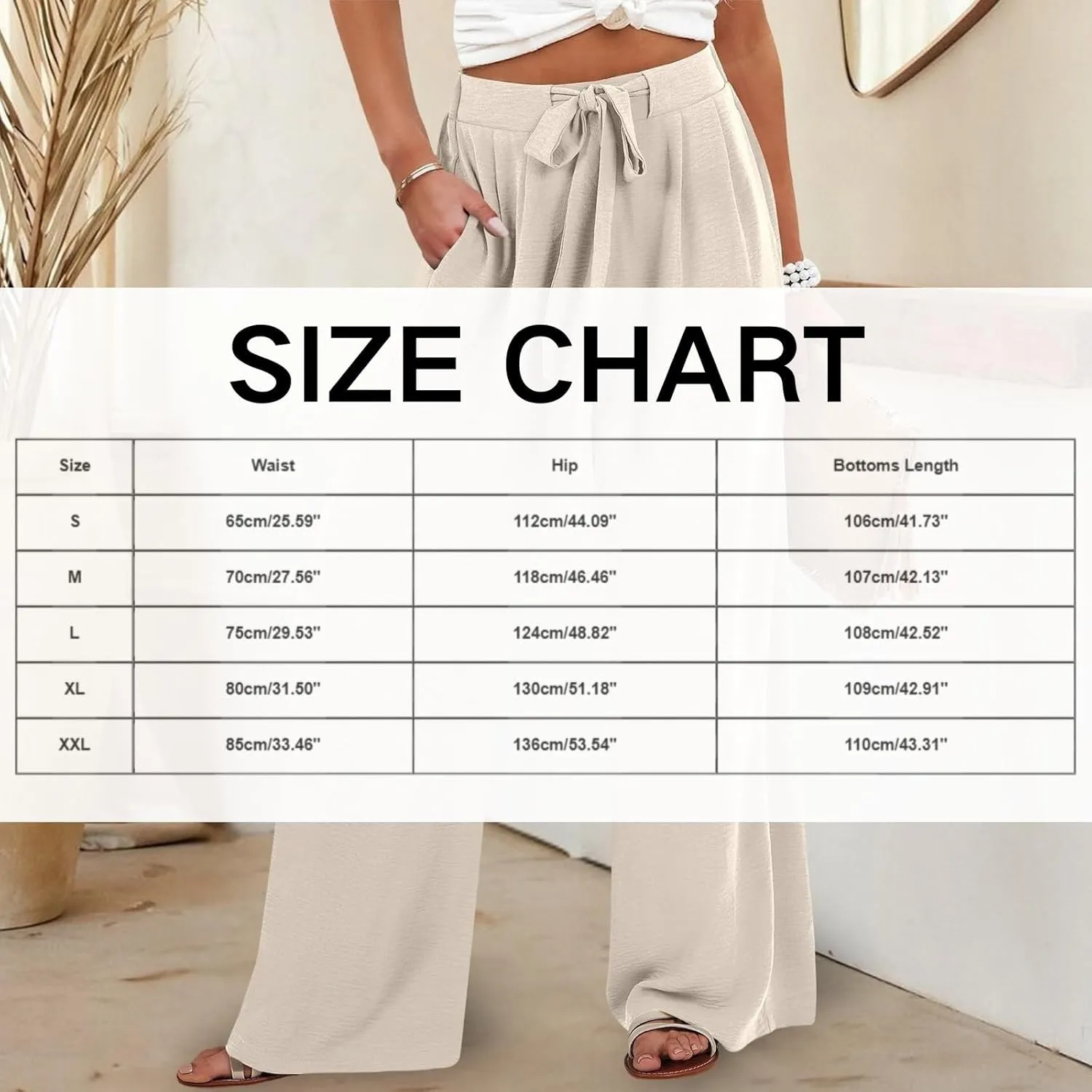 Linen Pants Women High Waisted Wide Leg Palazzo Pants Casual Loose Fit Flowy 2025 Summer Beach Trousers with Pockets