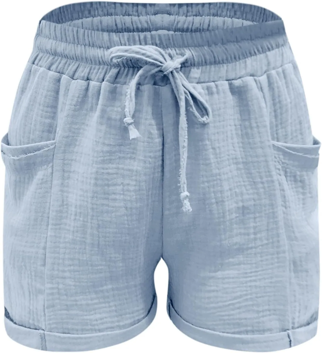 Linen Shorts for Women High Waisted Wide Leg Drawstring Casual Summer Beach Shorts Plus Size Cute Flowy Lounge Shorts