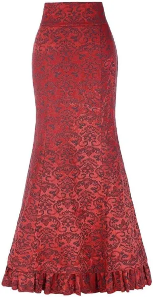 Maxi Skirts for Women Steampunk Renaissance Gothic Medieval Lace Up Tiered Ruffle Fishtail Pencil Bodycon Long Skirt