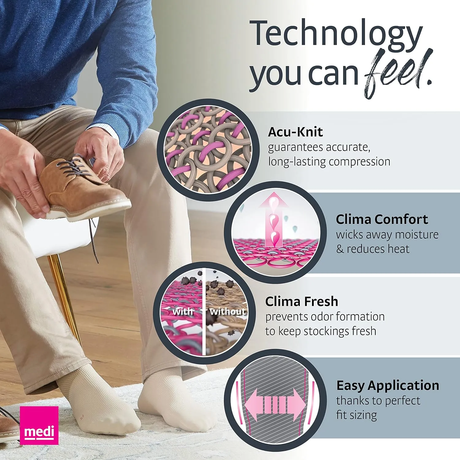 mediven for Men Select, 20-30 mmHg – Closed Toe, Knee High Compression Stockings