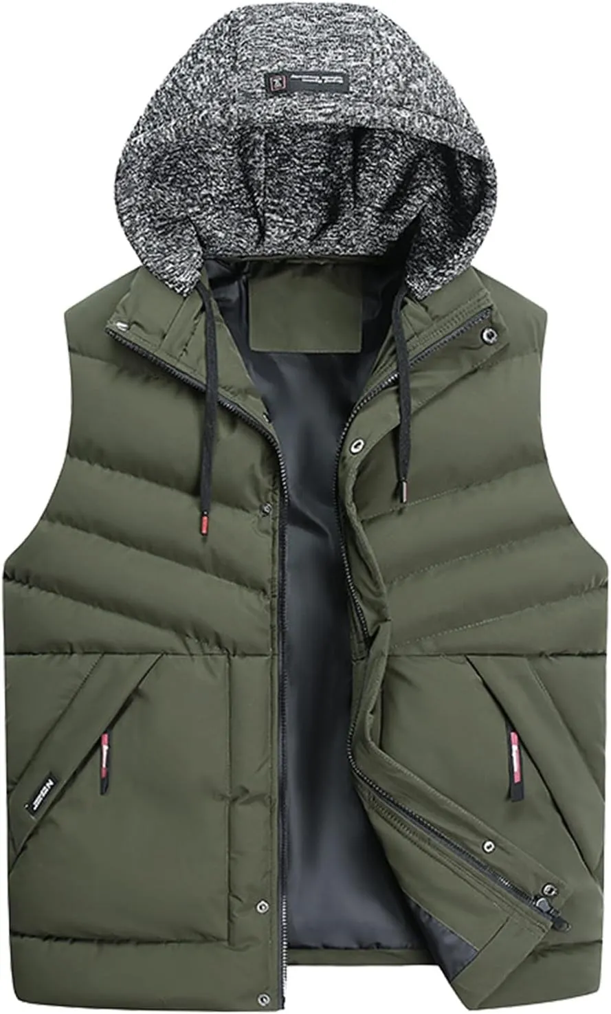 Men Outdoor Quilted Winter Puffer Vest Thicken Warm Cotton Coat Sleeveless Hooded Jacket Padded Vest Puffy Vest Men