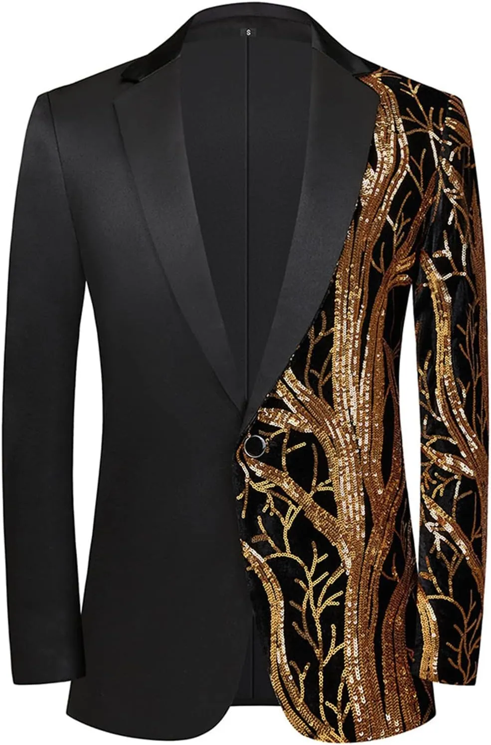 Men Shiny Sequin Blazer Slim Fit Suits Jacket Floral Tuxedo Jacket One Button Dress Suit Party Dinner Prom