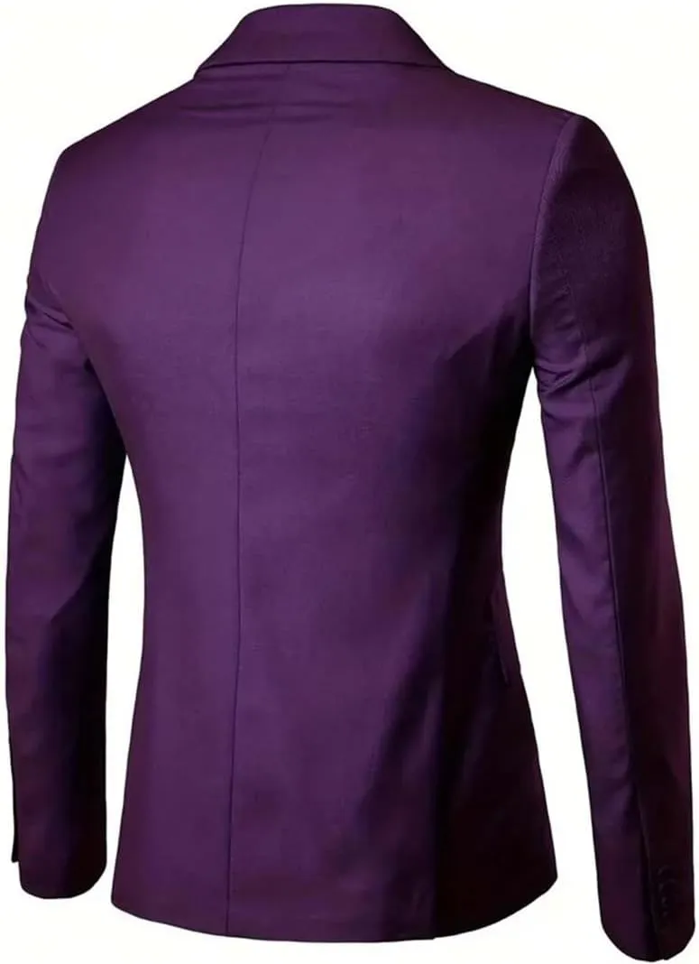 Men Slim Fit Suits Blazer Elegant Single Breasted Notch Lapel 2 Piece Jacket Pants Set