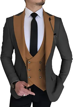 Men's 3 Piece Suit Slim Fit Suits One Button Blazer Vest Pants Formal Business Wedding Prom Suits