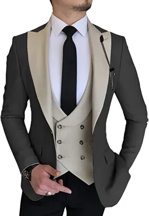 Men's 3 Piece Suit Slim Fit Suits One Button Blazer Vest Pants Formal Business Wedding Prom Suits