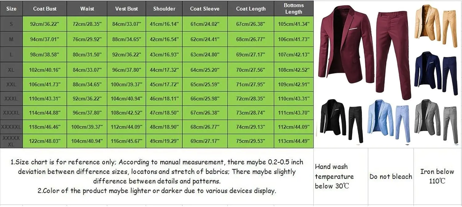 Men's 3 Pieces Suit Slim Fit 2 Button Business Dress Suits Blazer Vest Pants Set For Men Wedding Party Tuxedo Suits