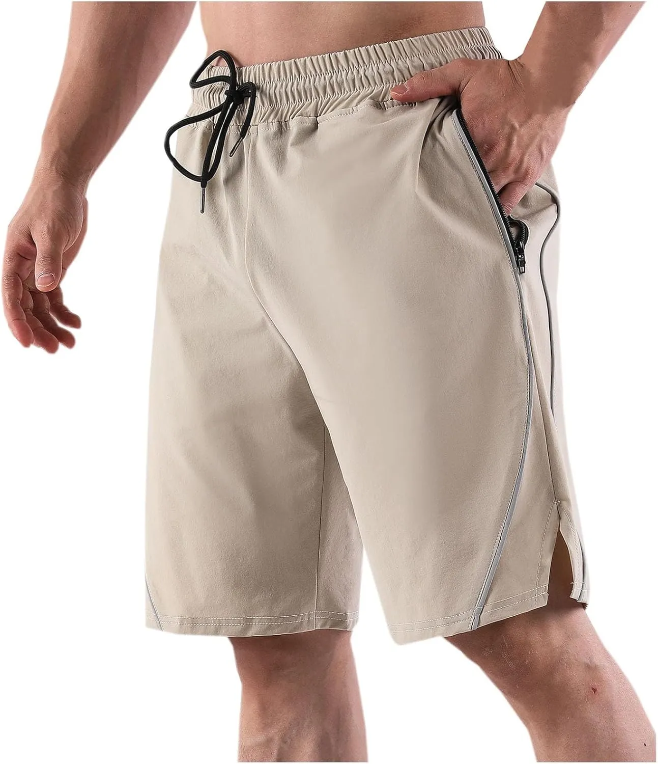Mens Athletic Shorts Gym Workout Running Lightweight Elastic Waist Sports Short Elastic Drawstring Quick Dry Pants