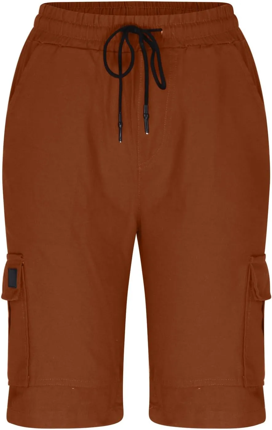 Mens Big and Tall Cargo Shorts Classic Fit Stretch Lightweight Multi Pocket Casual Camo Cargo Pants Fishing Hiking