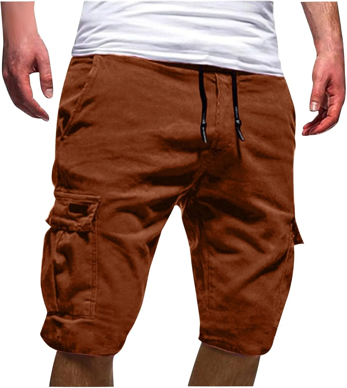 Mens Big and Tall Cargo Shorts Classic Fit Stretch Lightweight Multi Pocket Casual Camo Cargo Pants Fishing Hiking