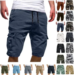 Mens Big and Tall Cargo Shorts Classic Fit Stretch Lightweight Multi Pocket Casual Camo Cargo Pants Fishing Hiking