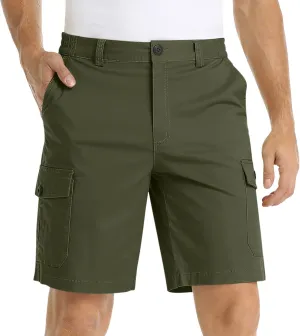 Mens Big and Tall Cargo Shorts Classic Fit Stretch Lightweight Multi Pocket Casual Camo Cargo Pants Fishing Hiking