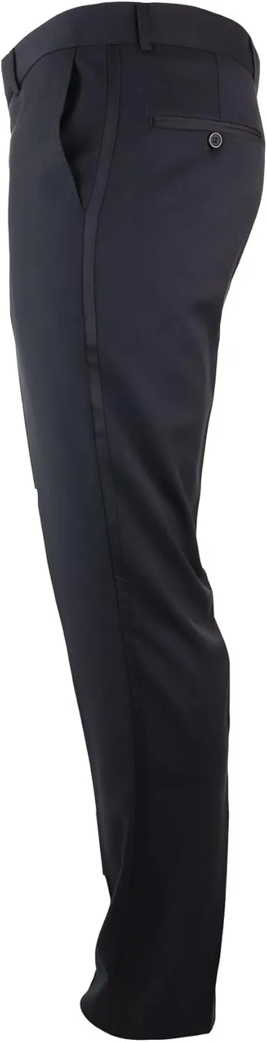 Mens Black Tuxedo Trousers Wedding Prom Stripe Satin Stripe Trouser Tux Classic